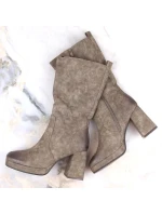 W model 18968584 khaki zateplené holínky s gumičkou - JEZZI