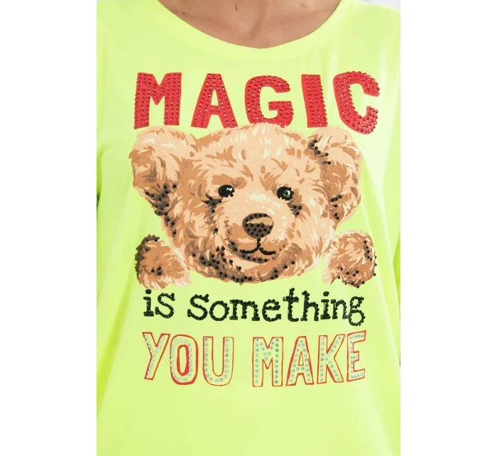 Blúzka s potlačou Magic yellow neon
