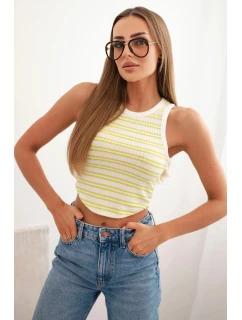 Dámska bavlnená pruhovaná blúzka bez rukávov zelená