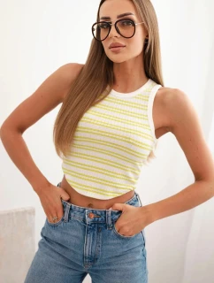 Dámska bavlnená pruhovaná blúzka bez rukávov zelená