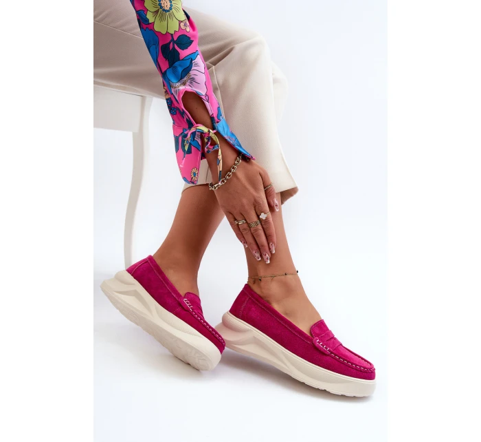Zamszowe Damskie Mokasyny Fuksja Filidia Zamszowe Damskie Mokasyny Fuksja Filidia