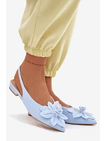 Dámské sandály na ploché podrážce s květem modré model 22102837 - Boto