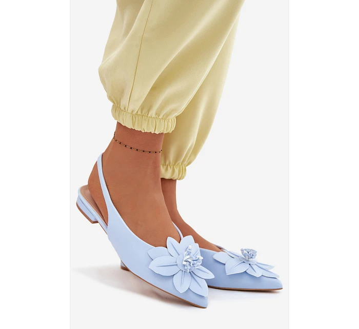 Dámské sandály na ploché podrážce s květem modré model 22102837 - Boto