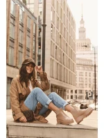 Lakované kožené boty na platformě Big Star Béžová