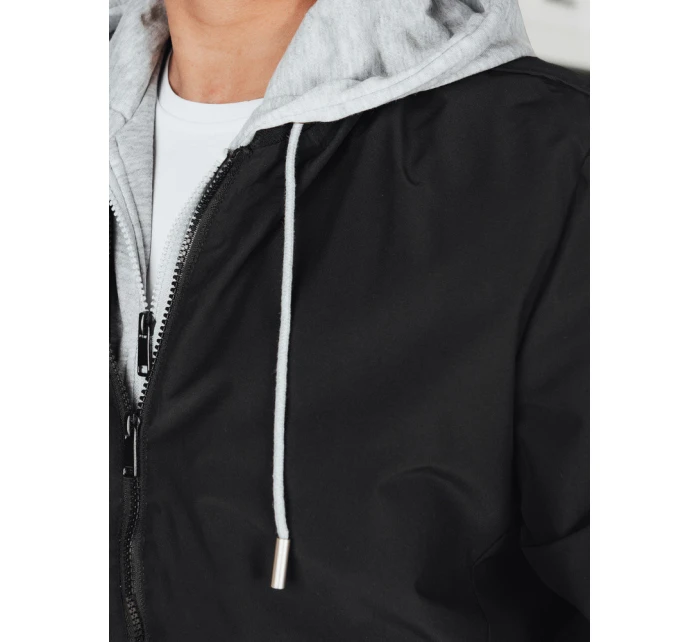 Pánska bunda bomber s kapucňou čierna FashionStreet TX5021