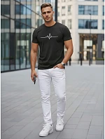 Pánske bavlnené tričko s EKG líniou čierne FashionStreet NX5098R
