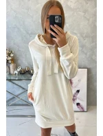 Velurové šaty s kapucí ecru Velurové šaty s kapucí ecru