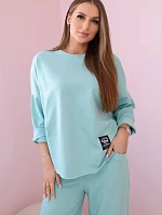 Bavlnená mikina nohavice set mätová