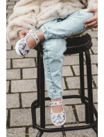 Dziecięce Baleriny W Kwiatuszki Granatowo-Szare Noah Dziecięce Baleriny W Kwiatuszki Granatowo-Szare Noah