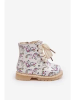 Ocieplane Botki Dziecięce Na Suwak Beżowe Dolida - Kucyki
