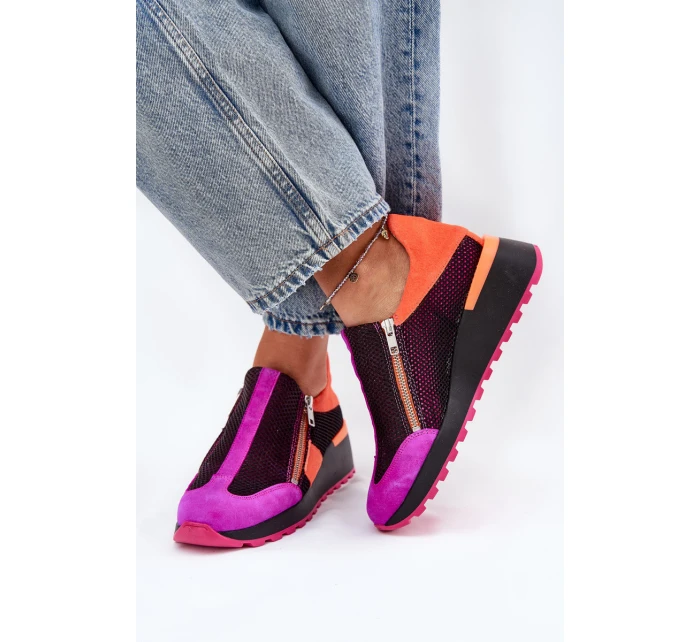 Kožené sneakersy na klínu Černé model 21691354 - Maciejka