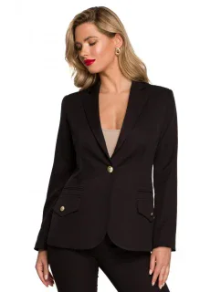 K141 Sako s dvojitým vreckom a klopou - čierne