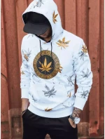 Pánska biela mikina s potlačou FashionStreet BX5319 Pánska biela mikina s potlačou FashionStreet BX5319