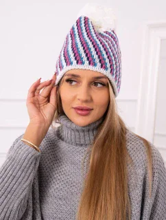 Dámska čiapka s brmbolcom Hanna K328 biela+džínsy