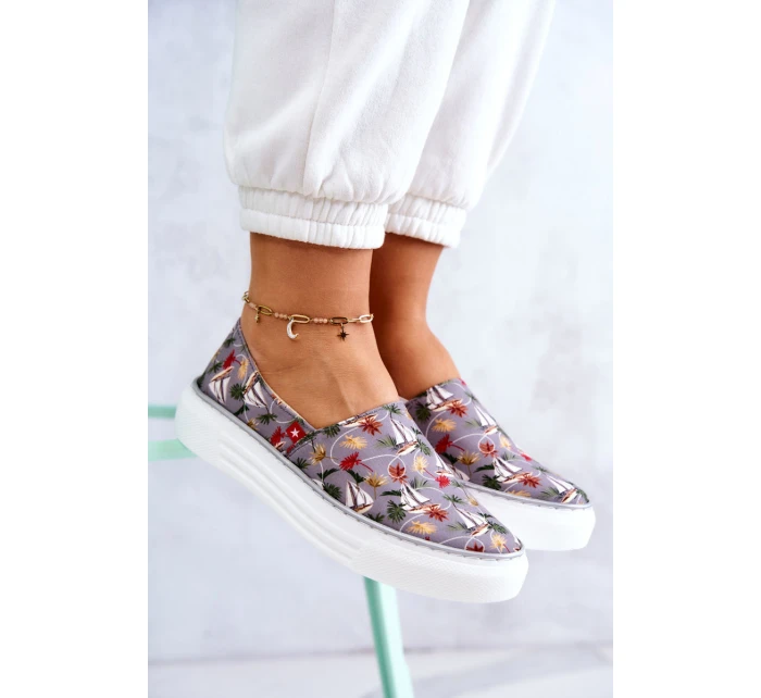 Damskie Tenisówki Slip On Memory Foam Big Star JJ276015 Szare