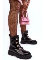 Dámské zateplené boty s ozdobnými knoflíky D&A model 21636866 Černé - S.Barski Dámské zateplené boty s ozdobnými knoflíky D&A model 21636866 Černé - S.Barski