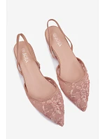 Síťované sandály s krajkou na nízkém podpatku Špinavě růžové model 22125530 - Boto