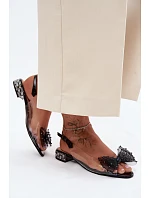 Dámské sandály průhledné s mašlí D&A MR61-9001 Černé