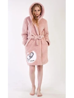 Dámsky krátky župan s kapucňou Sweet dreams Powder pink - Vienetta