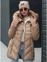Dámská zimní bunda prošívaná s kapucí béžová Dstreet model 21981009 - FashionStreet Dámská zimní bunda prošívaná s kapucí béžová Dstreet model 21981009 - FashionStreet