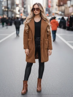 Dámsky zimný kabát Teddy Fur Brown FashionStreet NY0752z