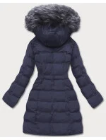 Tmavomodrá dámska zimná bunda s kapucňou (m-21603)