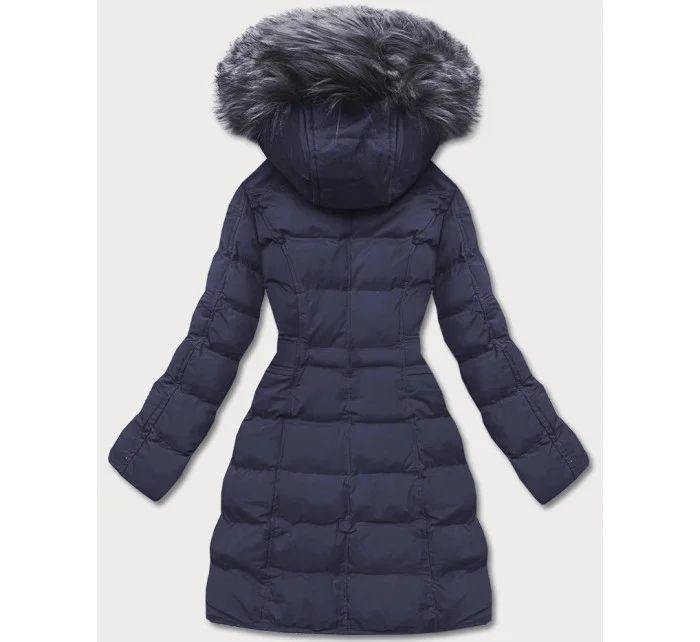 Tmavomodrá dámska zimná bunda s kapucňou (m-21603)