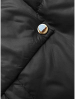 Krátka čierna dámska bunda s kapucňou (B8216-1)