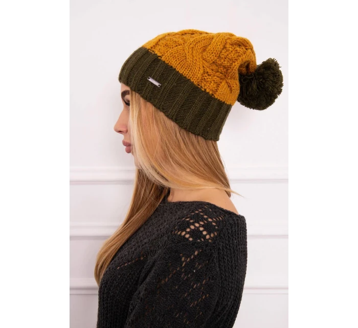 Fleecová čiapka Paris K212 horčicová + khaki