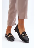 Mokasyny Damskie Na Płaskim Obcasie Z Ozdobą Czarne Iluvana Mokasyny Damskie Na Płaskim Obcasie Z Ozdobą Czarne Iluvana