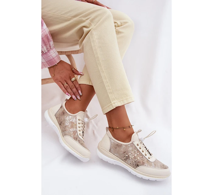 kožené polobotky Dívčí  Béžové model 22100265 - D&A