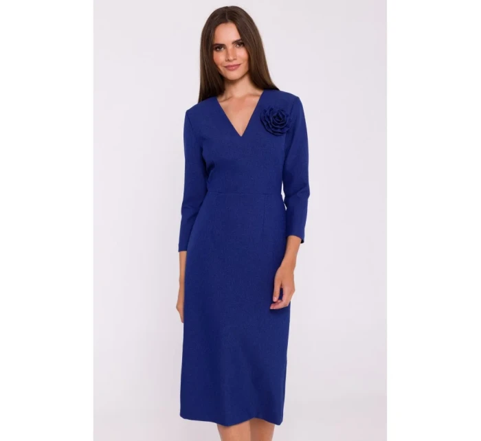 S372 Kvetinové šaty v tvare ceruzky - modré S372 Kvetinové šaty v tvare ceruzky - modré