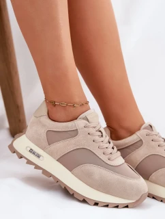 Dámske semišové tenisky na platforme Big Star HI-POLY SYSTEM - béžové