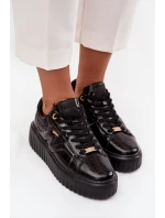 Dámske lakované tenisky na platforme - čierne Lee Cooper Dámske lakované tenisky na platforme - čierne Lee Cooper