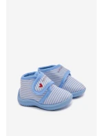 Detské papuče na suchý zips s prúžkami - svetloružové Lavelle