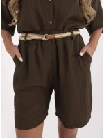 Tmavohnedé dámske šortky s plátnom (6620) Tmavohnedé dámske šortky s plátnom (6620)
