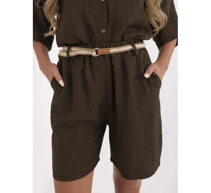 Tmavohnedé dámske šortky s plátnom (6620) Tmavohnedé dámske šortky s plátnom (6620)
