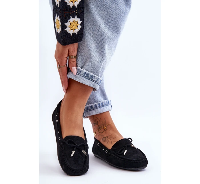 Damskie Zamszowe Mokasyny Czarne Si Passione