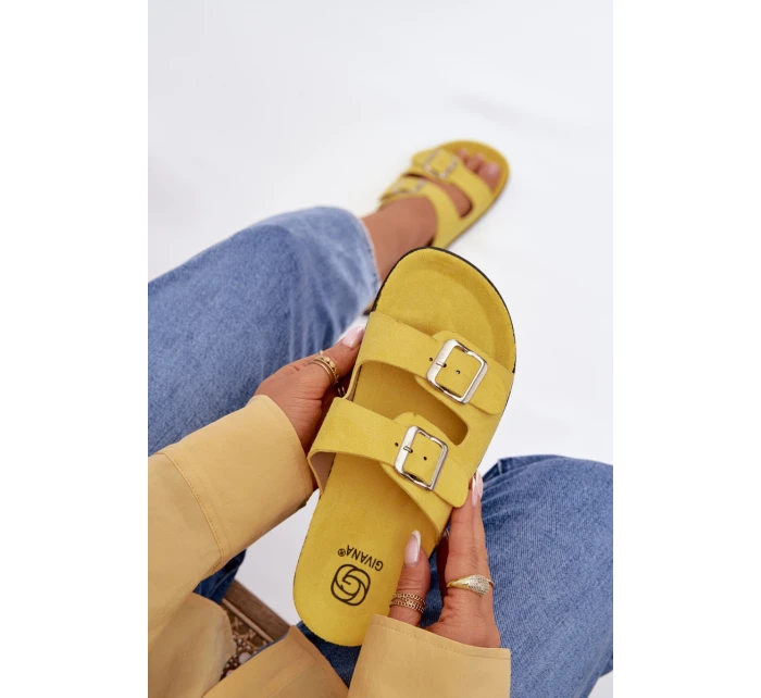 Dámské pantofle s přezkami Žluté Oliena