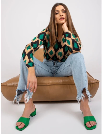 Blúzka DHJ BZ 15256.53P čierna a zelená Blúzka DHJ BZ 15256.53P čierna a zelená