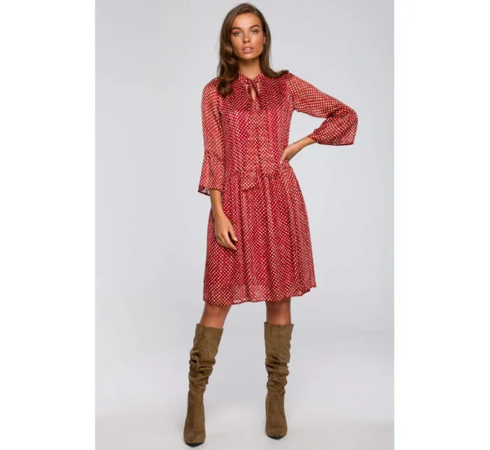 S237 Šifónové šaty so zaväzovaním za krkom - model 2