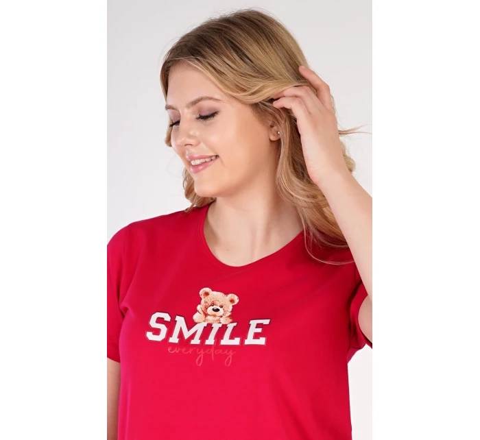 Dámská noční košile s krátkým rukávem Méďa Smile Dámská noční košile s krátkým rukávem Méďa Smile