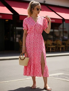 Sukienka damska midi w  różowa model 22203563 - FashionStreet