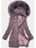Fialová dámská zimní plus size bunda s do stehen model 21248385 - S'WEST Fialová dámská zimní plus size bunda s do stehen model 21248385 - S'WEST