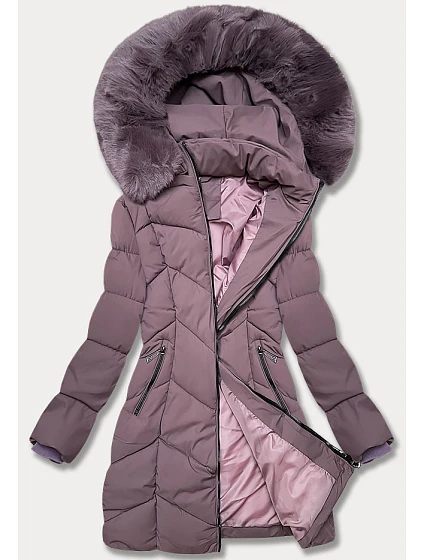 Fialová dámská zimní plus size bunda s do stehen model 21248385 - S'WEST Fialová dámská zimní plus size bunda s do stehen model 21248385 - S'WEST