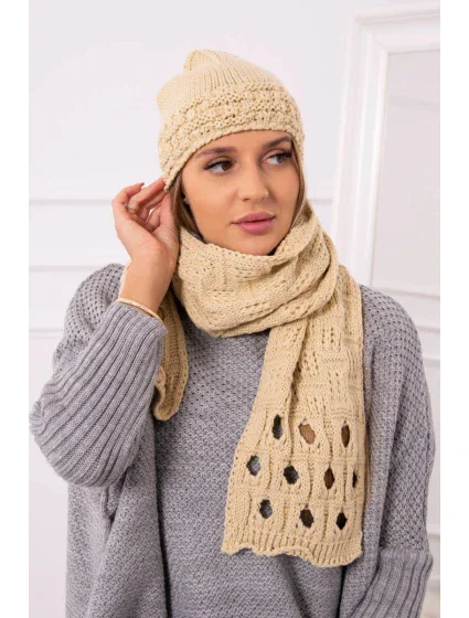 Dámska súprava so šálom Maja K327 beige