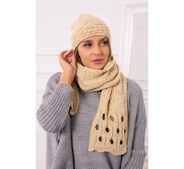 Dámska súprava so šálom Maja K327 beige
