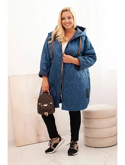Dámská bunda Plus Size prošívaná s kapucí a nápisem HOPE model 22319436 - K-Fashion