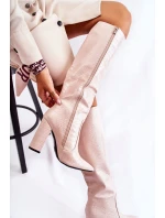 Modne Kozaki Na Słupku Beżowe Constancy