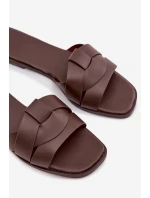 Dámské ploché pantofle s pásky Čokoládové Marissae Dámské ploché pantofle s pásky Čokoládové Marissae